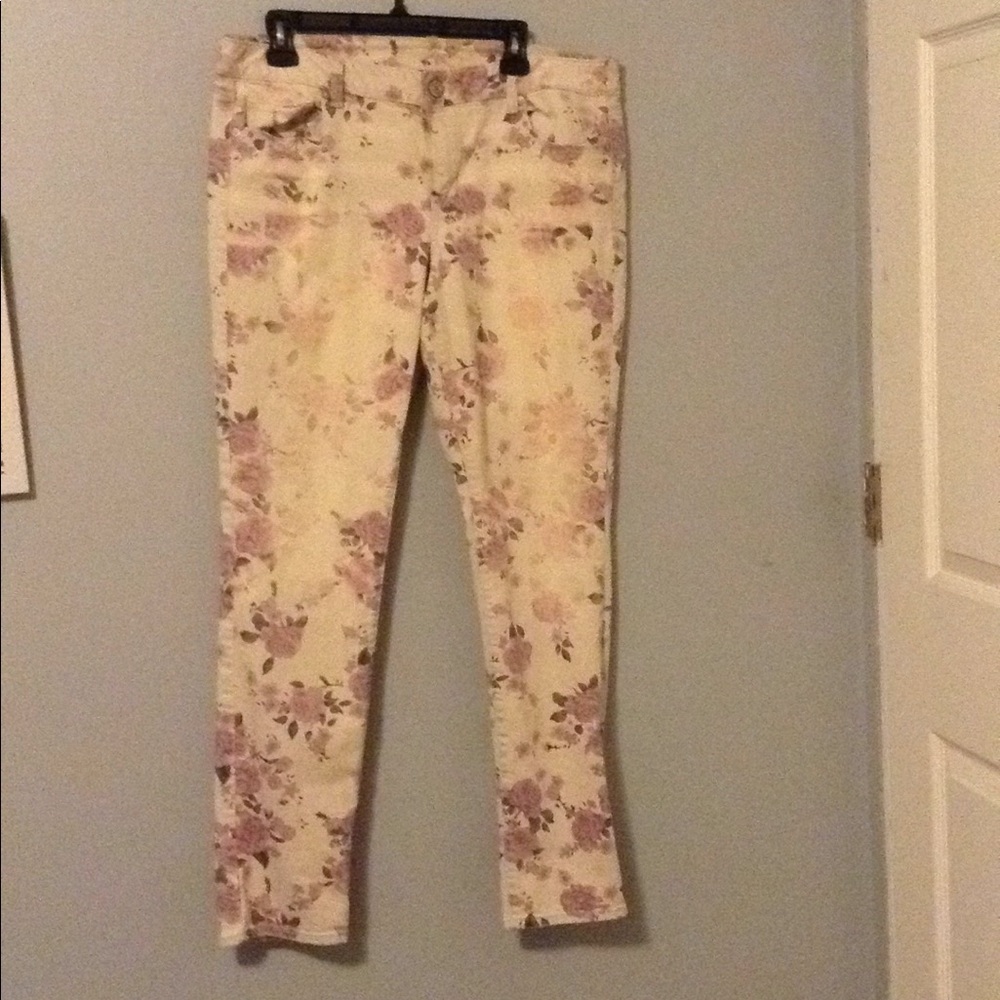 American eagle floral jeans size 14